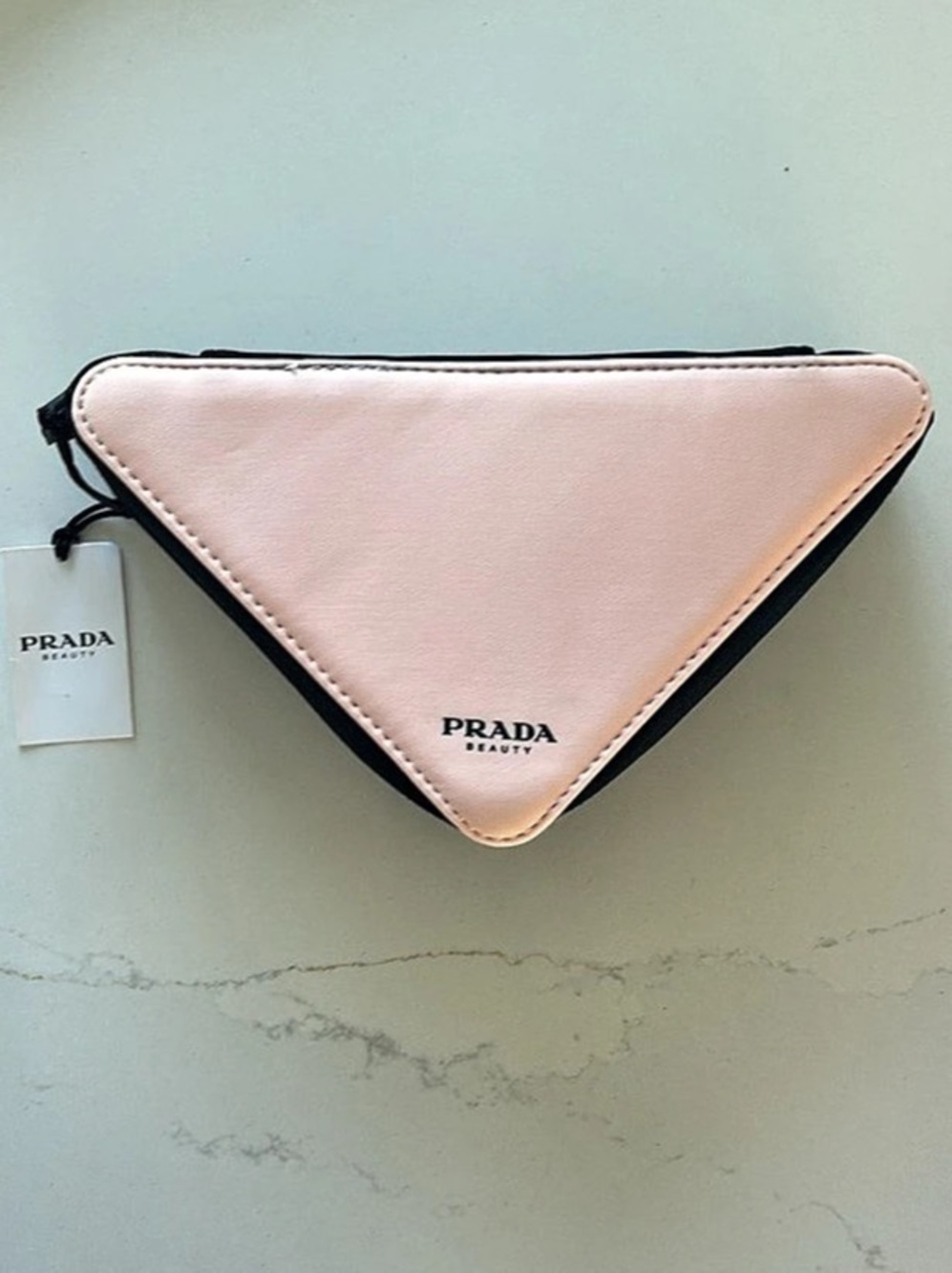 Prada Beauty Pink and Black Triangle Pouch & Black Triangle Pouch NWT